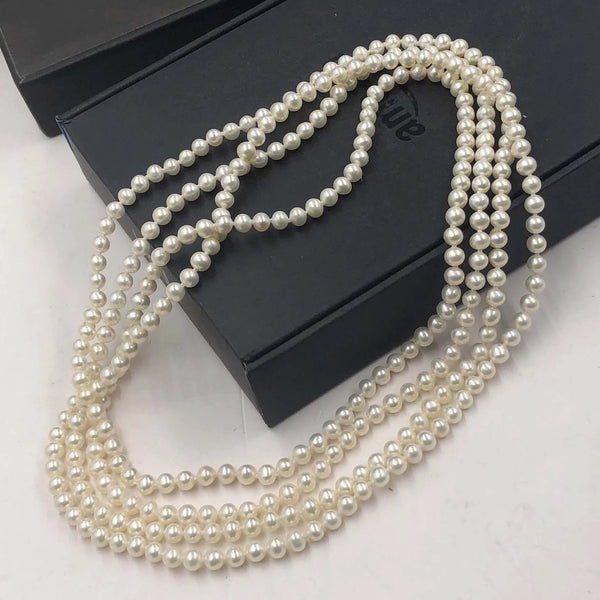[ELEISPL] 172cm Long Style Sweater Women's Necklace  6-7mm White Freshwater Pearl Small Beads 6mm #22010036