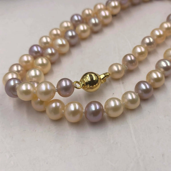 AA [ELEISPL] 17 inch Small 6mm Near Round Freshwater Pearl Necklace Multicolours Beads #22010027