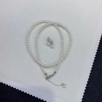 2025 newly 3.5-4mm near round white freshwater akoya pearl necklace free earring
