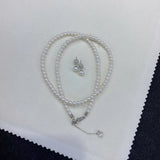 2025 newly 3.5-4mm near round white freshwater akoya pearl necklace free earring