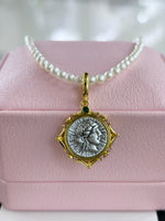 2025 NEW Antique style small freshwater pearl 3-4mm rice shape Necklace GOLD Universal buckle Pendant