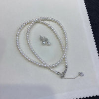 2025 newly 3.5-4mm near round white freshwater akoya pearl necklace free earring