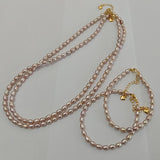 4mm Small natural light purple rice freshwater pearl necklace bracelets sets option