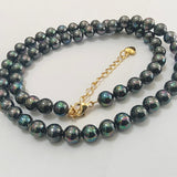 AAA 6mm perfect round black sea shell beads necklace