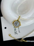 2025 NEW Antique style small freshwater pearl 3-4mm rice shape Necklace GOLD Universal buckle Pendant