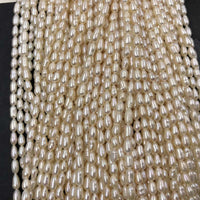 ELEISPL JEWELRY 10XStrands Small 4mm White Freshwater Rice Pearls Loose Beads  #1002