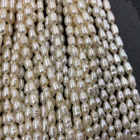 ELEISPL JEWELRY 10XStrands Small 4mm White Freshwater Rice Pearls Loose Beads  #1002