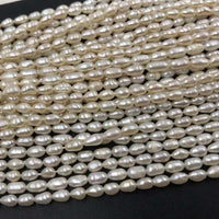 ELEISPL JEWELRY 10XStrands Small 4mm White Freshwater Rice Pearls Loose Beads  #1002