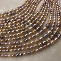 ELEISPL JEWELRY AAA one Strands Small to Big Rice Multicolours FW Pearl Loose String 4-9mm  #1007