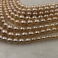 ELEISPL JEWELRY AAA one Strands 4-9mm Rice Real Pearls Loose String For Necklace 40cm  #1011