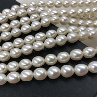 ELEISPL AAA  2 Strands  Short Rice Freshwater Pearls White 7*8-9mm #1019