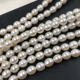 ELEISPL AAA  2 Strands  Short Rice Freshwater Pearls White 7*8-9mm #1019