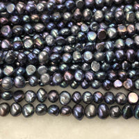 ELEISPL Wholesale 10 Strands 7-8MM Nugget Shape Baroque Real Pearls Loose Strings Gray Peacock Black  #1022