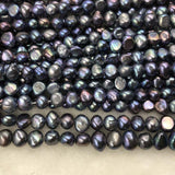 ELEISPL Wholesale 10 Strands 7-8MM Nugget Shape Baroque Real Pearls Loose Strings Gray Peacock Black  #1022