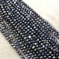 ELEISPL Wholesale 10 Strands 7-8MM Nugget Shape Baroque Real Pearls Loose Strings Gray Peacock Black  #1022