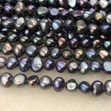 ELEISPL Wholesale 10 Strands 7-8MM Nugget Shape Baroque Real Pearls Loose Strings Gray Peacock Black  #1022