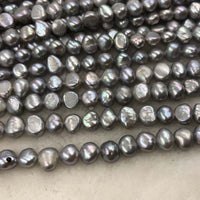 ELEISPL Wholesale 10 Strands 7-8MM Nugget Shape Baroque Real Pearls Loose Strings Gray Peacock Black  #1022