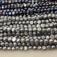 ELEISPL Wholesale 10 Strands 7-8MM Nugget Shape Baroque Real Pearls Loose Strings Gray Peacock Black  #1022