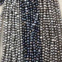 ELEISPL Wholesale 10 Strands 7-8MM Nugget Shape Baroque Real Pearls Loose Strings Gray Peacock Black  #1022