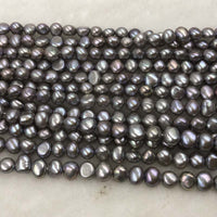 ELEISPL Wholesale 10 Strands 7-8MM Nugget Shape Baroque Real Pearls Loose Strings Gray Peacock Black  #1022