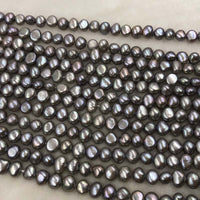 ELEISPL Wholesale 10 Strands 7-8MM Nugget Shape Baroque Real Pearls Loose Strings Gray Peacock Black  #1022