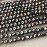 ELEISPL Wholesale 10 Strands 7-8MM Nugget Shape Baroque Real Pearls Loose Strings Gray Peacock Black  #1022