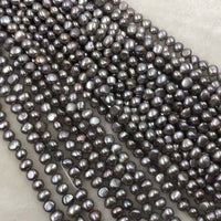 ELEISPL Wholesale 10 Strands 7-8MM Nugget Shape Baroque Real Pearls Loose Strings Gray Peacock Black  #1022