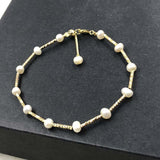 ELEISPL JEWELRY Small Beads 5mm White FW Pearls Necklace Free Bracelet