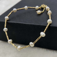 ELEISPL JEWELRY Small Beads 5mm White FW Pearls Necklace Free Bracelet