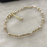 ELEISPL JEWELRY Small Beads 5mm White FW Pearls Necklace Free Bracelet