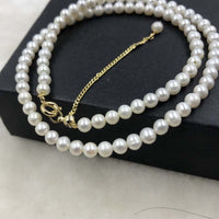 ELEISPL JEWELRY Small Beads 5mm White FW Pearls Necklace Free Bracelet