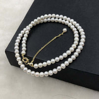 ELEISPL JEWELRY Small Beads 5mm White FW Pearls Necklace Free Bracelet