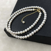 ELEISPL JEWELRY Small Beads 5mm White FW Pearls Necklace Free Bracelet