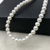 ELEISPL JEWELRY Small Beads 5mm White FW Pearls Necklace Free Bracelet