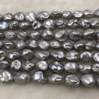 ELEISPL JEWELRY Lots 7 Strands 12-14mm Gray Baroque Pearls Loose Strings #1041-2