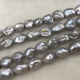 ELEISPL JEWELRY Lots 7 Strands 12-14mm Gray Baroque Pearls Loose Strings #1041-2