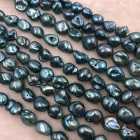 ELEISPL Wholesale 3 Strings 10-12mm Baroque Blue Freshwater Pearls 40cm  #1042