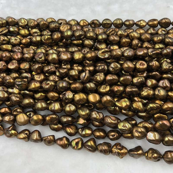 ELEISPL Wholesale 5 Strings 10-12mm Baroque Coffee Freshwater Pearls 40cm  #1042