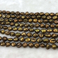 ELEISPL Wholesale 5 Strings 10-12mm Baroque Coffee Freshwater Pearls 40cm  #1042