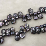 ELEISPL Wholesale 2 Strands 11-12*14-19mm Baroque Black Pearls #1044