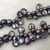 ELEISPL Wholesale 2 Strands 11-12*14-19mm Baroque Black Pearls #1044