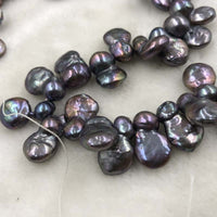 ELEISPL Wholesale 2 Strands 11-12*14-19mm Baroque Black Pearls #1044