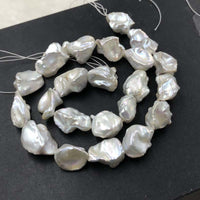 ELEISPL JEWELRY 1 Strands 13-14mm Baroque Pearls White Loose 38cm  #1045-1