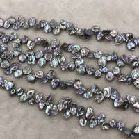 ELEISPL JEWELRY For 5 Strands Gray Black Luster KeShi Pearl Strings 12-14mm Rainbow #1045-2