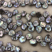 ELEISPL JEWELRY For 5 Strands Gray Black Luster KeShi Pearl Strings 12-14mm Rainbow #1045-2