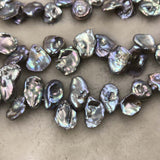 ELEISPL JEWELRY For 5 Strands Gray Black Luster KeShi Pearl Strings 12-14mm Rainbow #1045-2