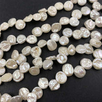 ELEISPL New 14 Strands Natural KeShi White FW Pearls Loose Strings Reborn 8-10mm Pearl #1048