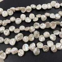 ELEISPL New 14 Strands Natural KeShi White FW Pearls Loose Strings Reborn 8-10mm Pearl #1048