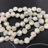 ELEISPL New 14 Strands Natural KeShi White FW Pearls Loose Strings Reborn 8-10mm Pearl #1048