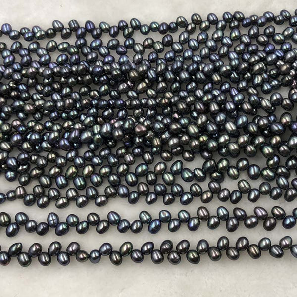 ELEISPL JEWELRY Potato Shape Peacock Black Pearls 9 Strings #1049-6